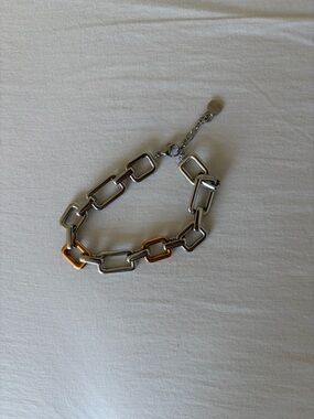 Two-Tone Silver colour and Rose Gold colour Link Bracelet - Women Jewelry